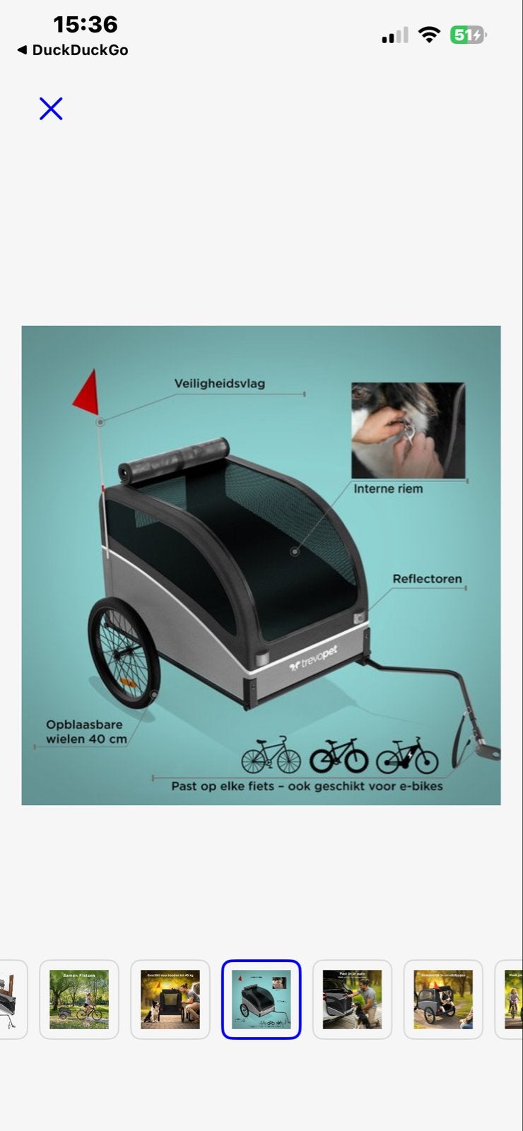 TrevoPet Hondenfietskar - Max 40kg - Opvouwbaar, Opvouwbaar, Nieuw, 20 tot 40 kg, Ophalen of Verzenden