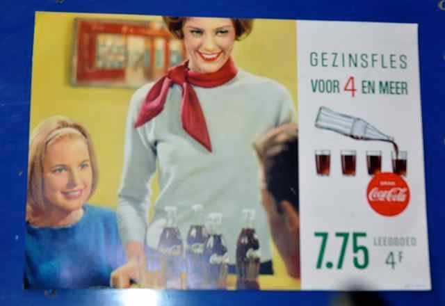 Oud reclame affiche blad A3 Coca Cola Belgie, Ophalen of Verzenden, Gebruikt, Reclamebord