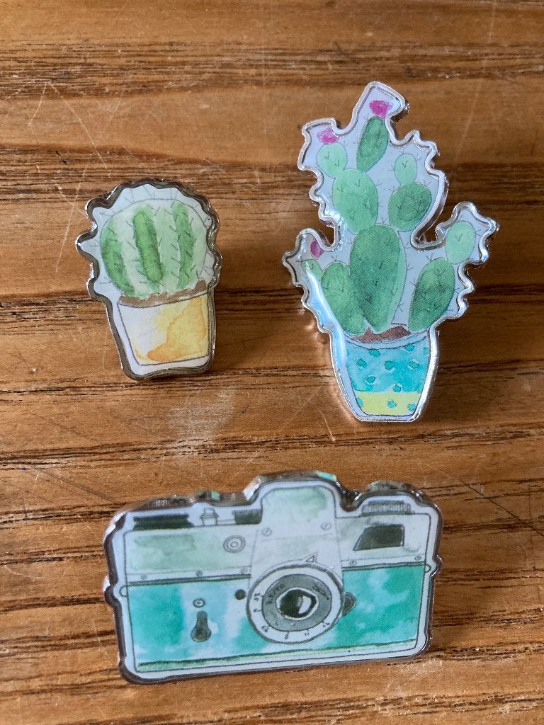 2x Pin broche speldje cactus plant, Overige materialen, Minder dan 4 cm, Nieuw, Ophalen of Verzenden