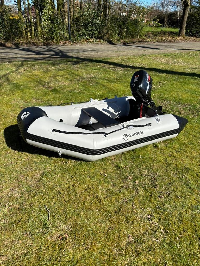 Nieuwe Rubberboot met 4pk Suzuki, Watersport en Boten, Nieuw, Benzine, Minder dan 70 pk, Overige materialen