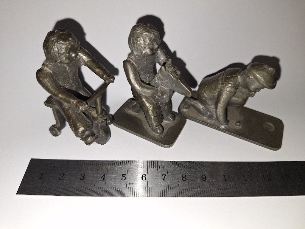 Set van 3 vintage tinnen kinderbeeldjes, Antiek en Kunst, Ophalen of Verzenden