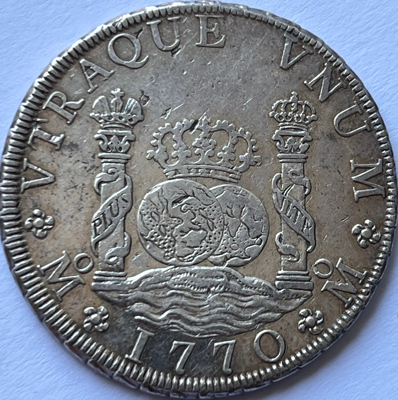 Mexico zeldzame en hele mooie acht real 1770!, Ophalen of Verzenden, Midden-Amerika, Losse munt, Zilver