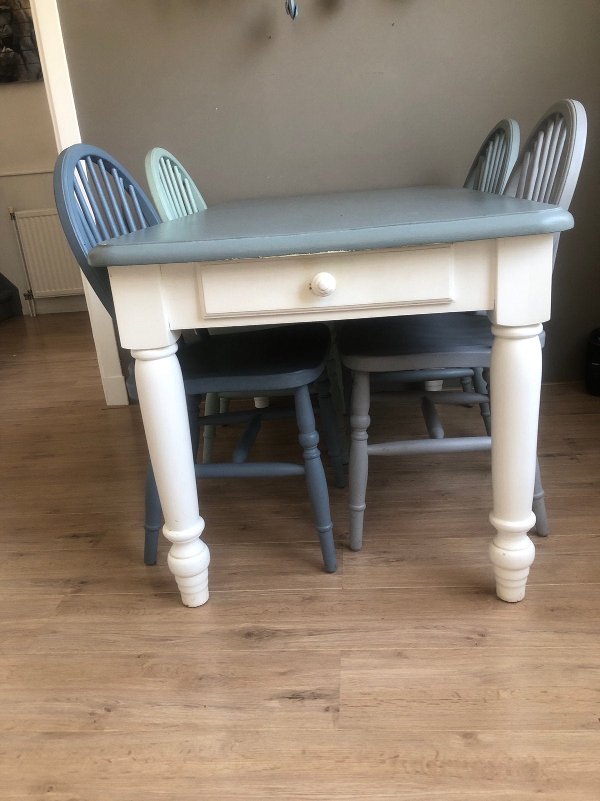 Beukenhouten eethoek. Tafel met 4 stoelen, Huis en Inrichting, Complete eetkamers, Ophalen, Gebruikt, 4 tot 6 stoelen
