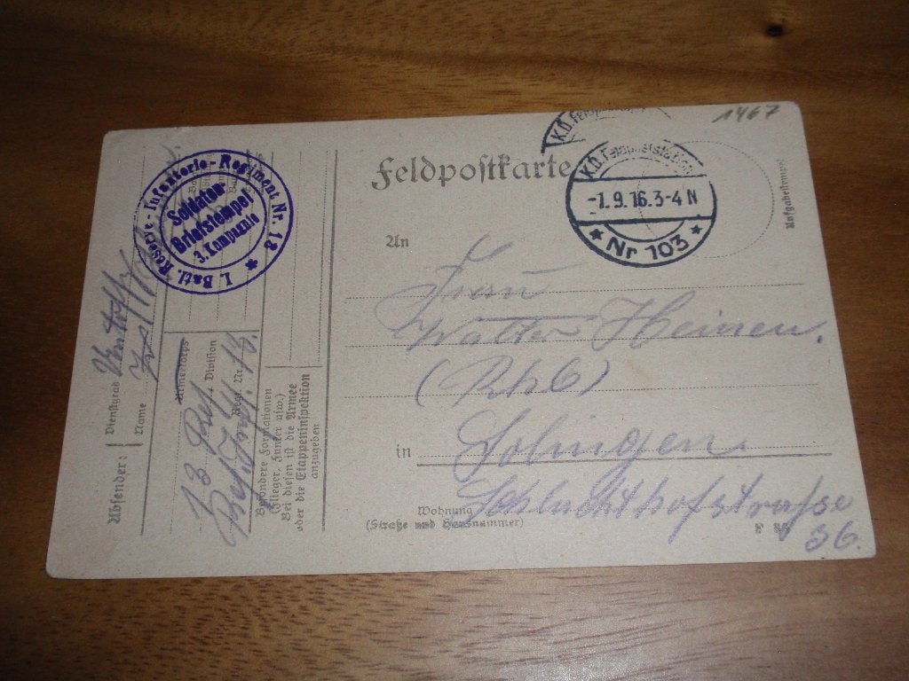 WO1 Feldpostkarte Militair Feldpost, Verzamelen, Ansichtkaarten | Themakaarten, Verzenden, Voor 1920, Gelopen, Politiek en Historie