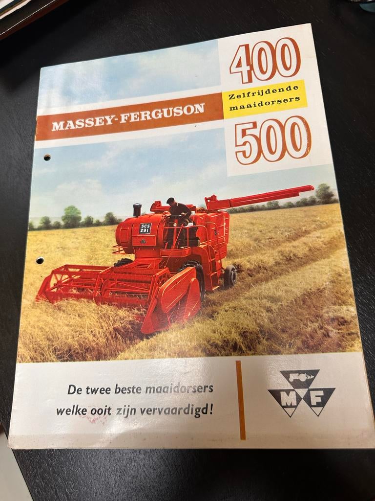 Oude Massey Ferguson 400/500 Zelfrijdende Maaidorser Folder, Ophalen, Gebruikt