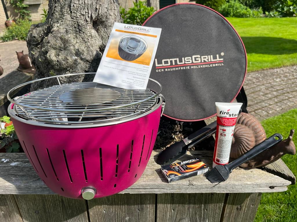 LotusGrill G340 Houtskoolbarbecue - Rookvrij - Roze, Tuin en Terras, Houtskoolbarbecues, Ophalen, Zo goed als nieuw, Nvt, Nvt
