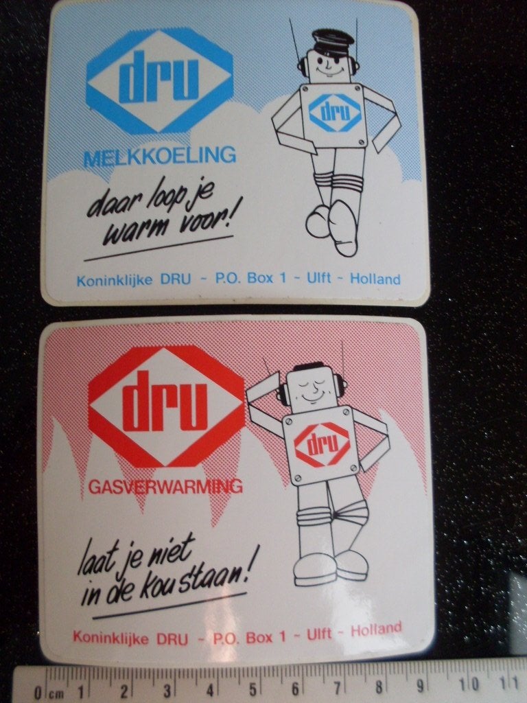 2x sticker dru gasverwarming ulft logo, Verzenden, Zo goed als nieuw, Bedrijf of Vereniging