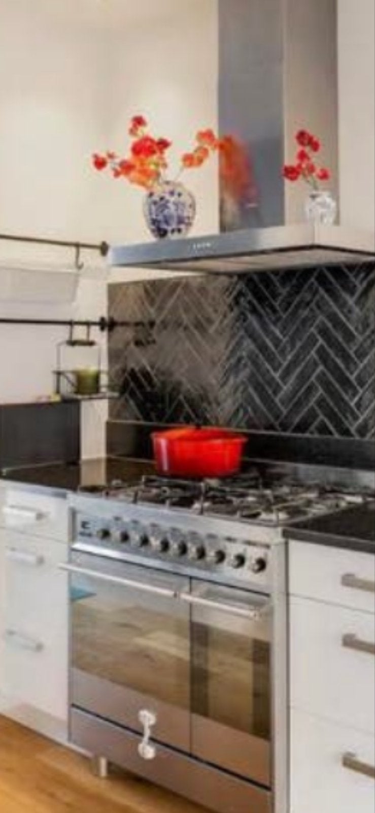 Luxe RVS Fornuis met Gas Kookplaat en Dubbele Oven, Witgoed en Apparatuur, Ophalen, 60 cm of meer, Grill, Zo goed als nieuw