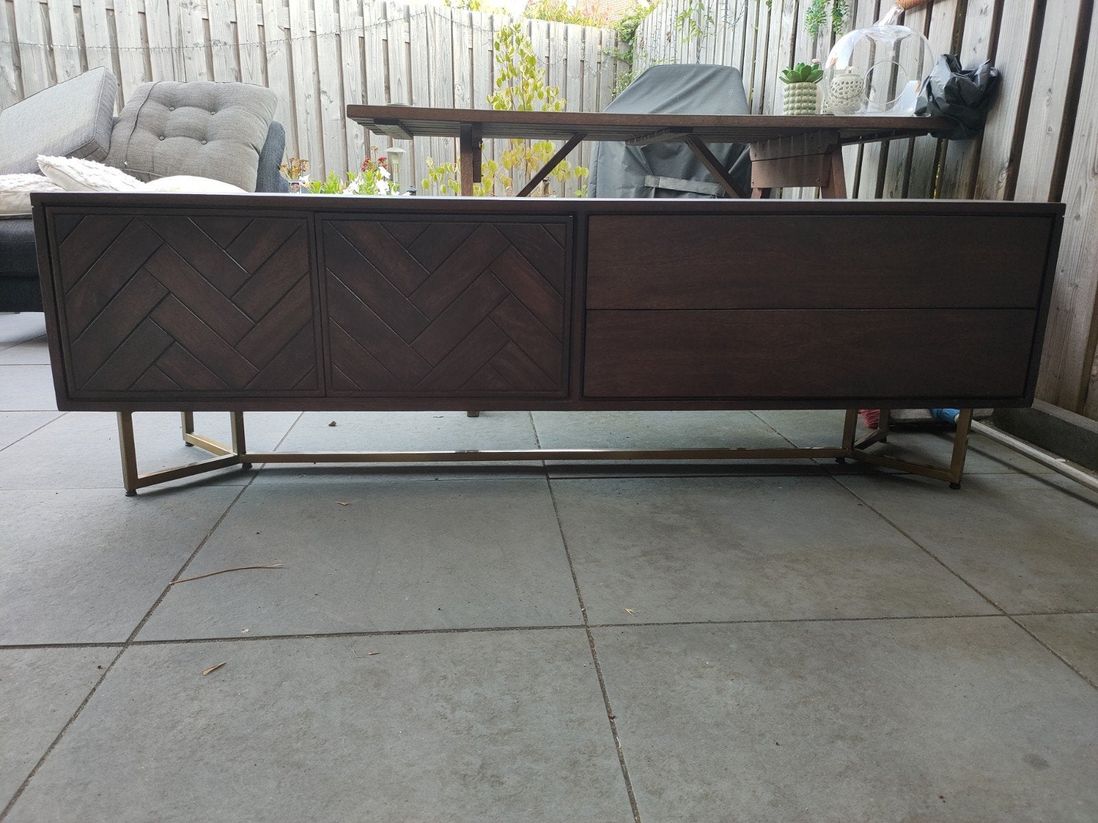 televisie kast 180, Overige houtsoorten, Gebruikt, Modern, Industrieel, 150 tot 200 cm