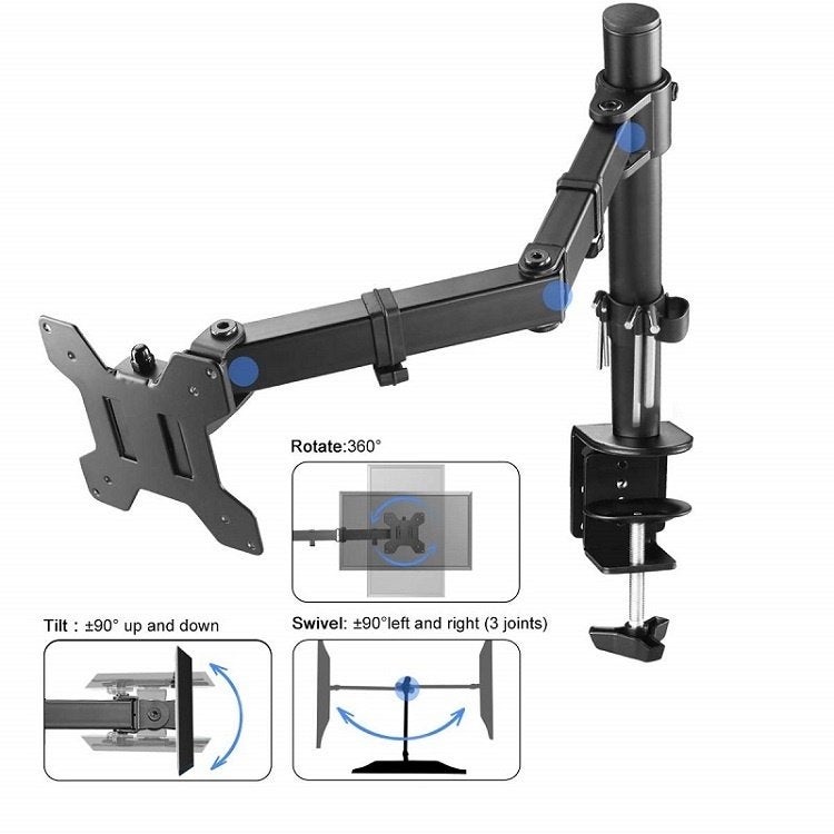 Monitorarm enkel | 13-27 inch, Computers en Software, Monitoren, Nieuw, 60 Hz of minder, Kantelbaar, IPS, Onbekend, Ophalen of Verzenden
