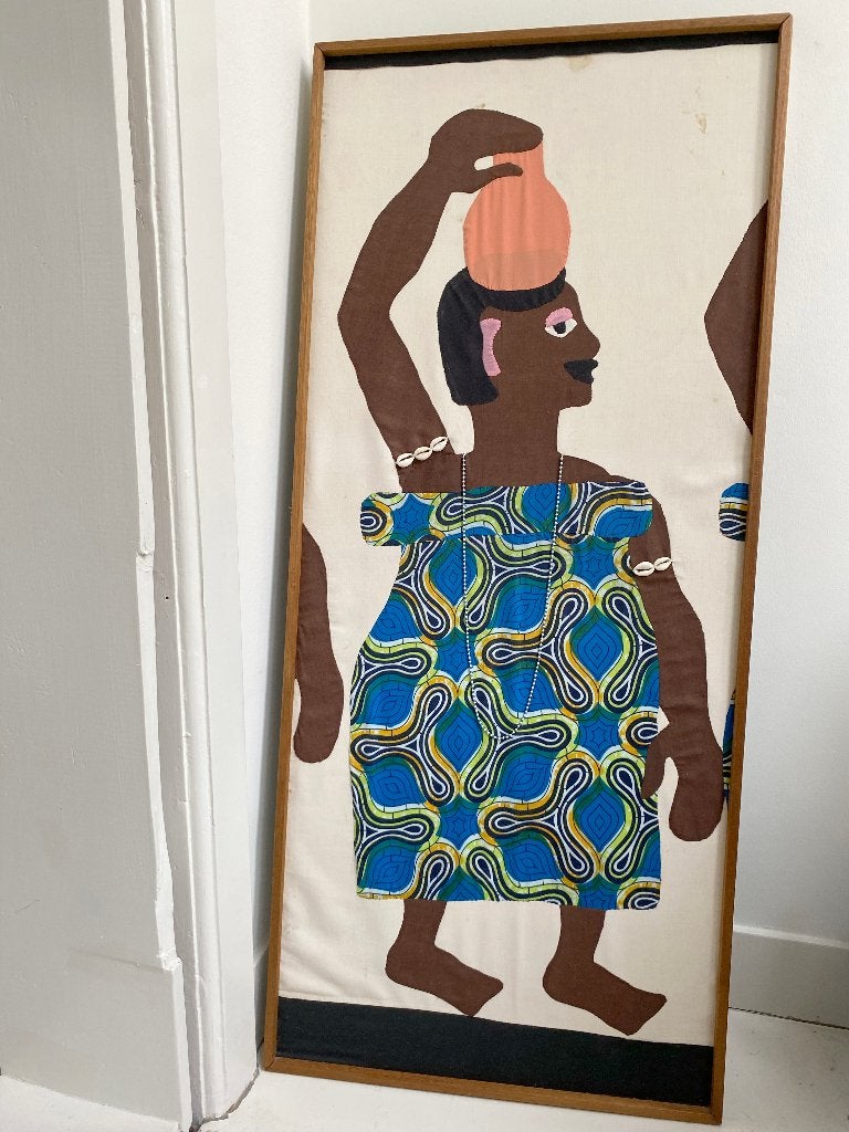 West Afrikaans Textiel Kunst Appliqué In Lijst, Ophalen, Wanddecoratie, Textiel, Afrika