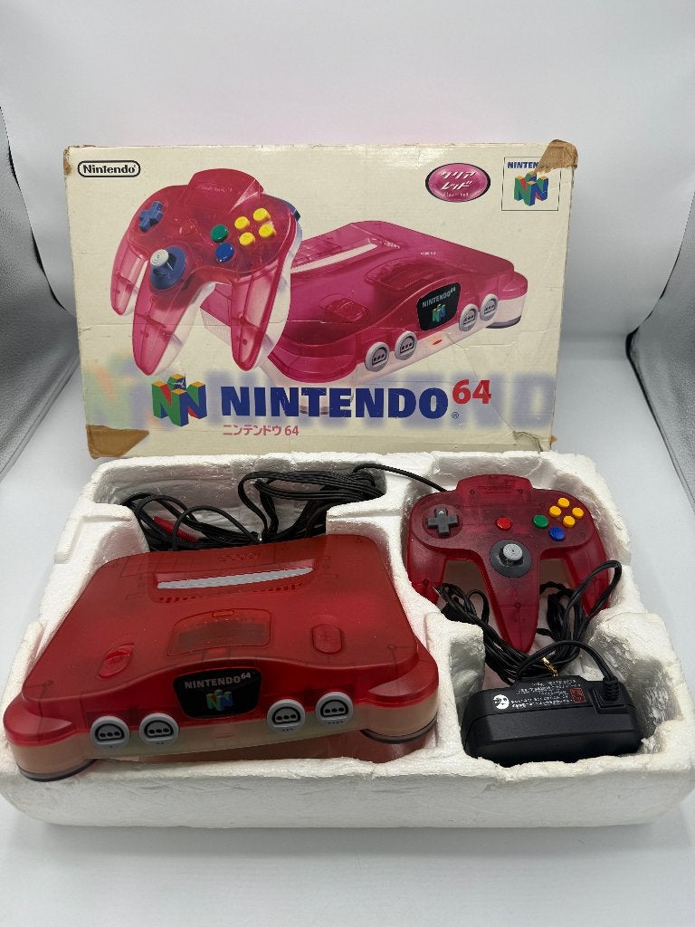 N64 Nintendo 64 Clear Red Japans in doos, Ophalen of Verzenden, Gebruikt, Met 1 controller