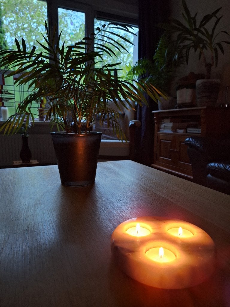 Marmeren waxinelichthouder, Huis en Inrichting, Woonaccessoires | Kandelaars en Kaarsen, Overige materialen, Ophalen of Verzenden