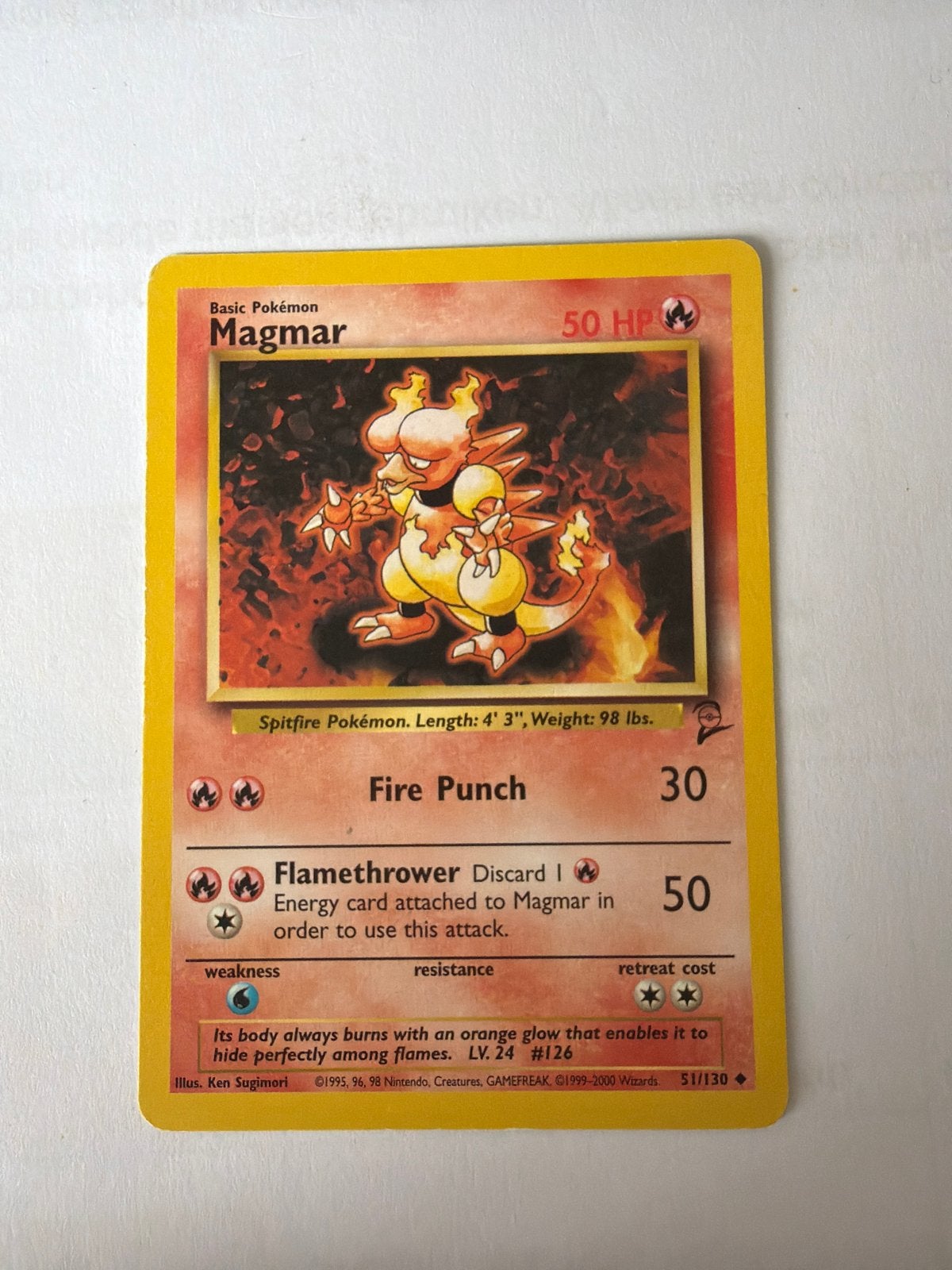 Pokémon Kaart Magmar 50 HP - Wizards S1/130, Ophalen of Verzenden, Gebruikt, Losse kaart