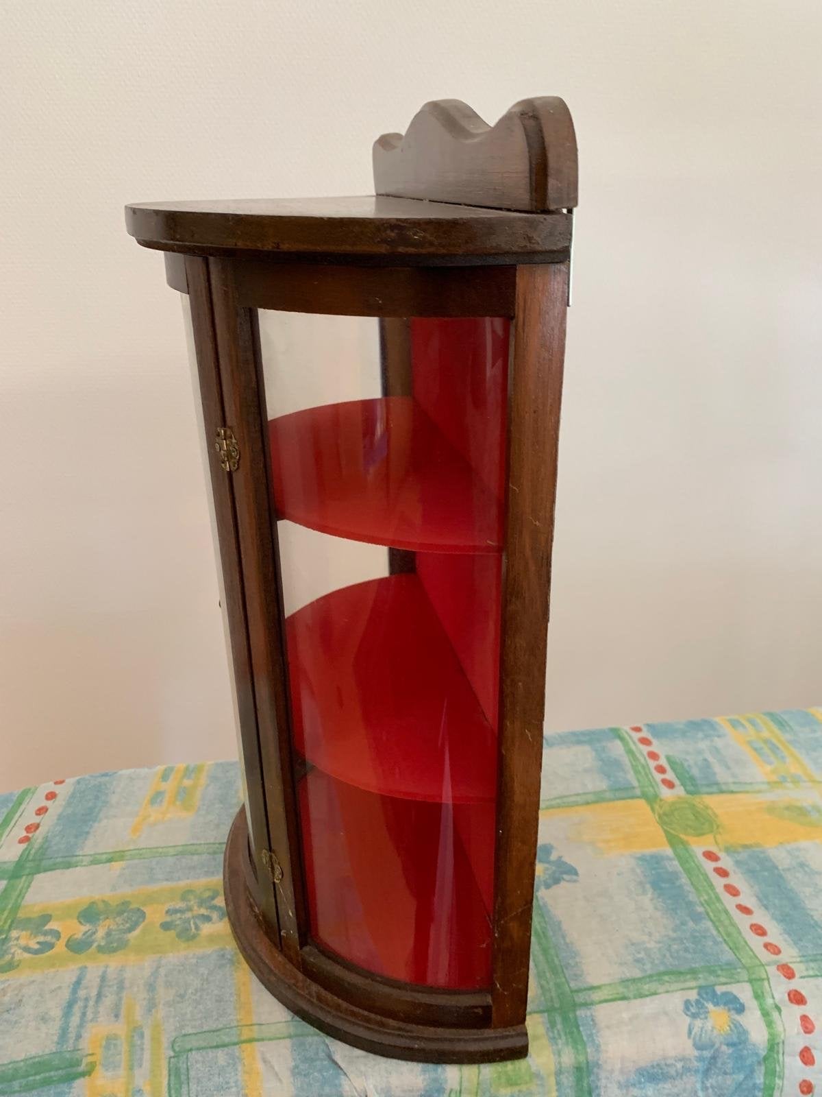 Antieke houten hoekkast met glazen deur, Ophalen