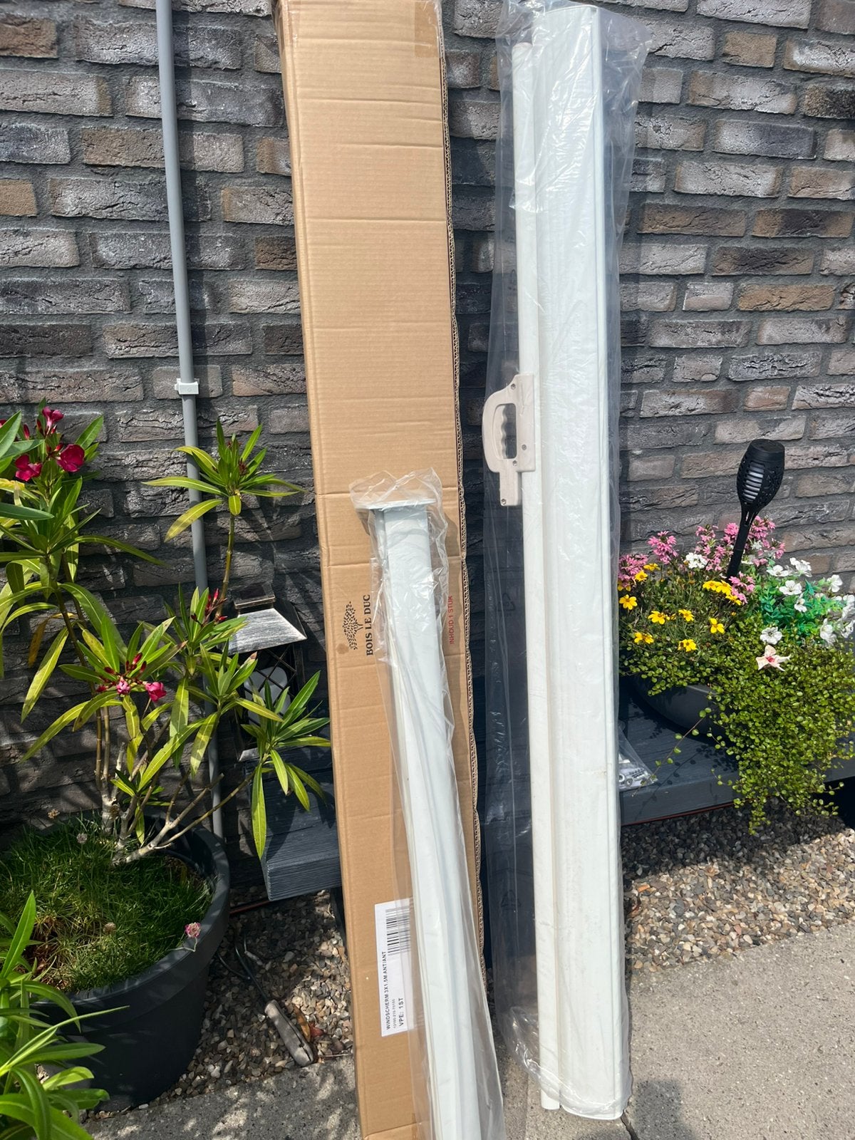 Uittrekbaar windscherm wit 300 x 160 cm (B x H), Ophalen, Uittrekbaar, Nieuw