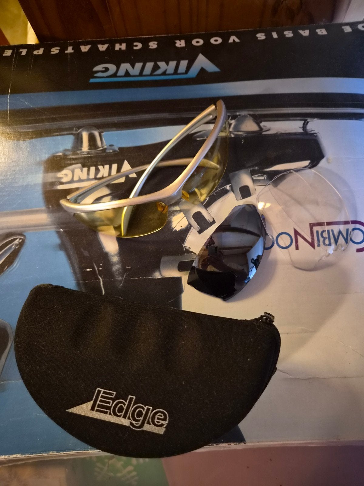 Edge sportbril met verwisselbare lenzen, Gebruikt, Zonnebril, Grijs, Ophalen
