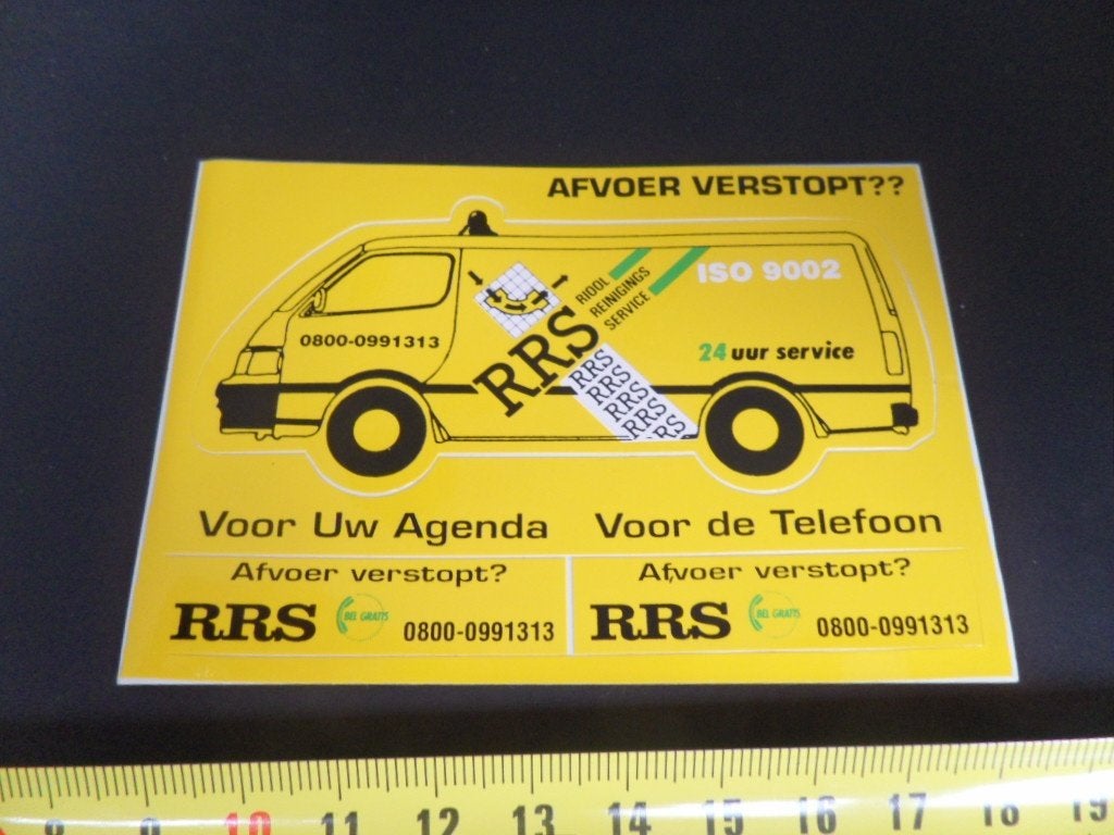 sticker RRS Riool Reinigings Service  0800-0991313, Verzamelen, Ophalen, Zo goed als nieuw