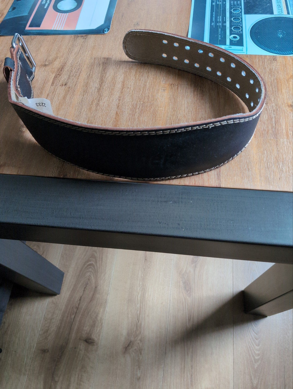 Fitness Halterriem - Zwart, Leer - Size M, Sport en Fitness, Fitnessmaterialen, Ophalen, Gebruikt, Buik, Halterriem