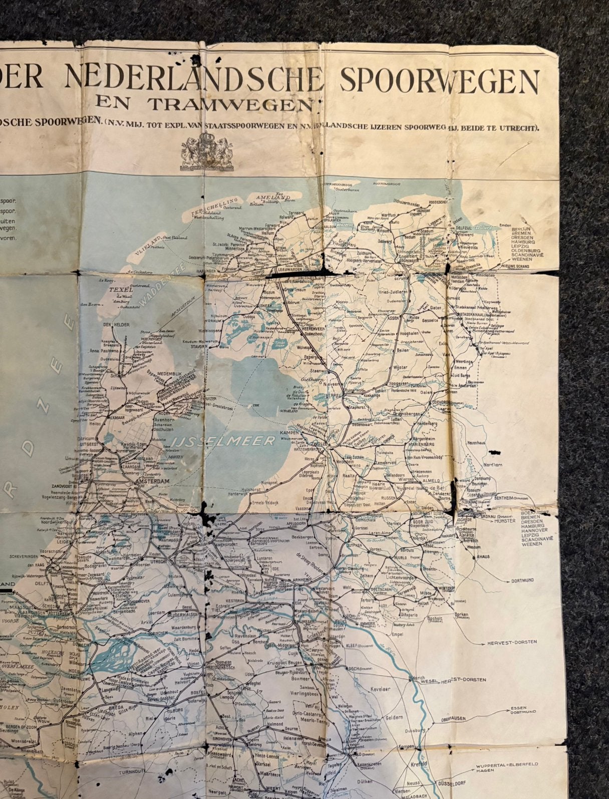 Kaart der Nederlandsche spoorwegen en tramwegen (1933), Ophalen of Verzenden, Gebruikt, Trein