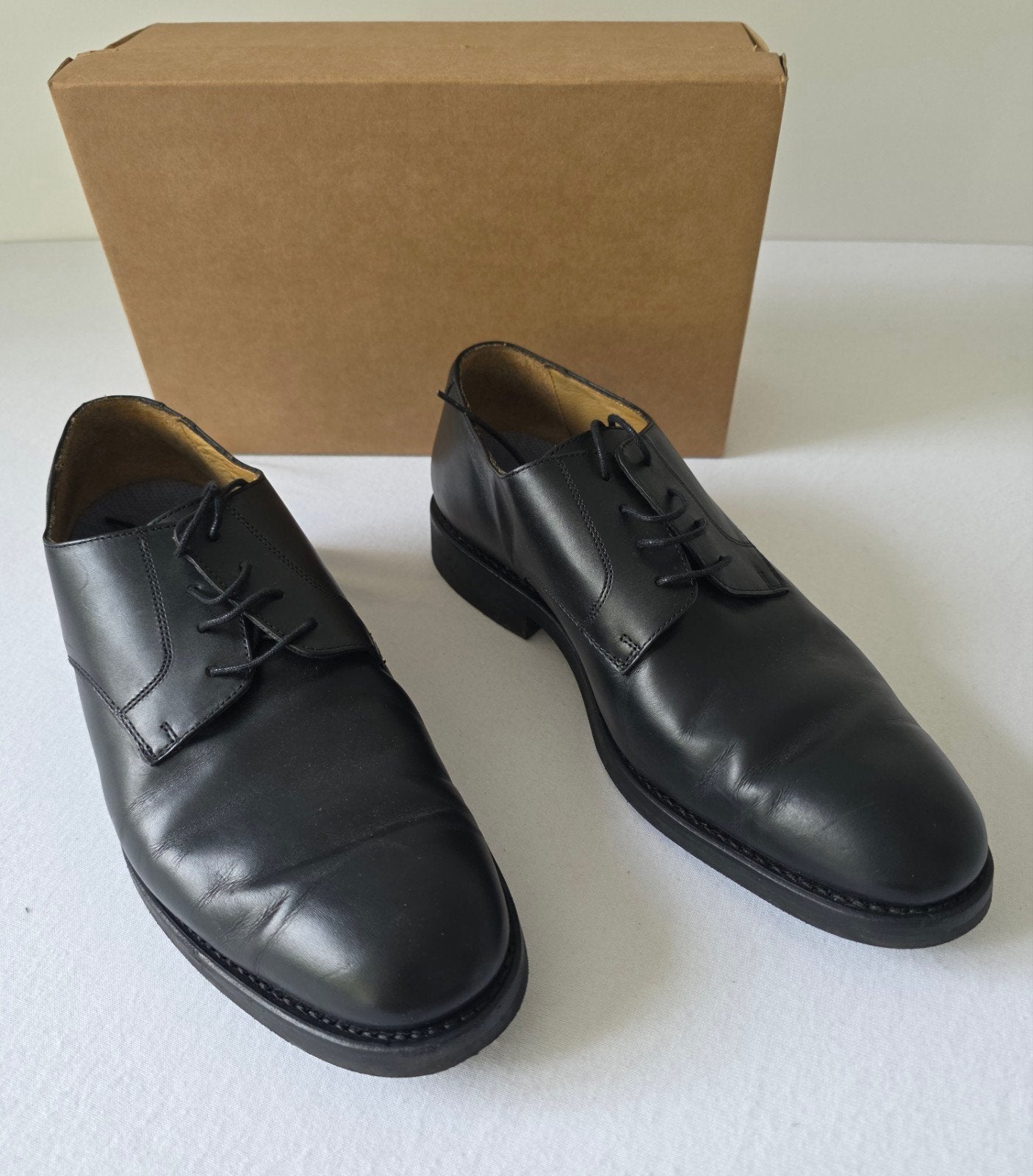 Klassieke Zwarte Leren Derby Herenschoenen - Maat 46 / 46.5, Onbekend, Verzenden, Zwart, Zo goed als nieuw