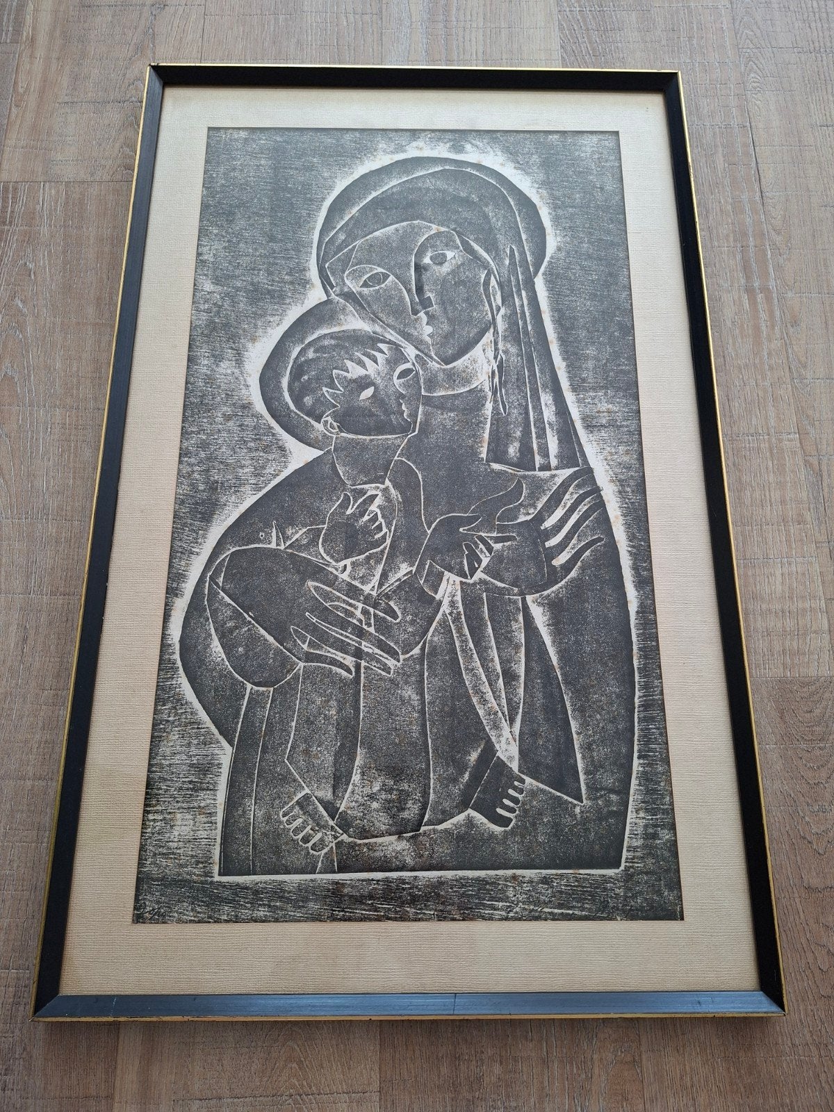 Moeder en kind"  Belgische kunstenaar Julien Van Vlasselaer, Gelimiteerde oplage, Ophalen of Verzenden, Gravure