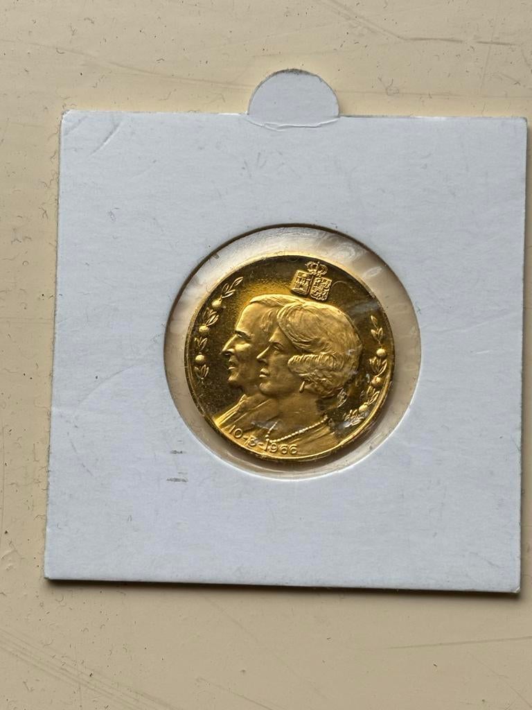 6.988gram 1966 - Huwelijk Beatrix en Claus, Koningin Juliana, Losse munt, Goud, Overige waardes