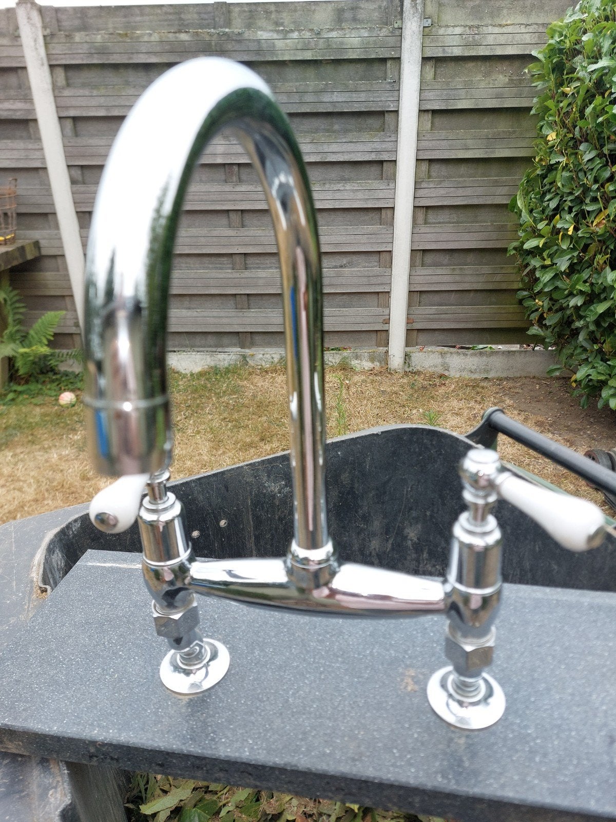 Chroom Kraan met Dubbele Hendel, Doe-het-zelf en Verbouw, Sanitair, Gebruikt, Kraan, Chroom, Ophalen of Verzenden