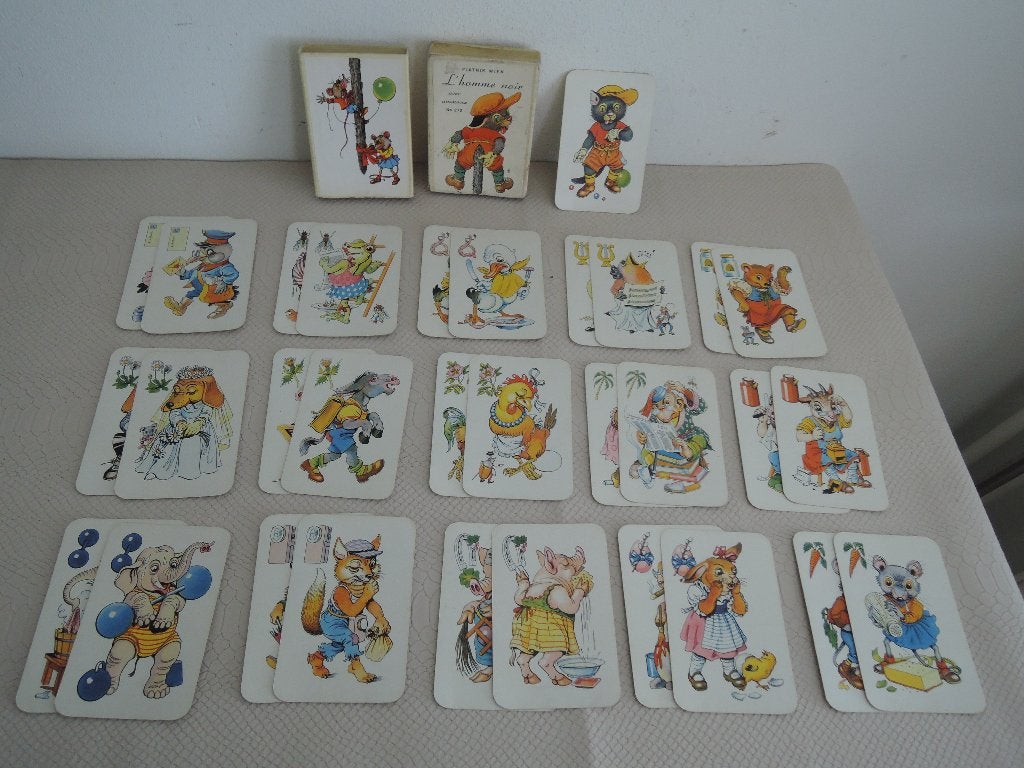 Vintage Zwarte Piet spel (1950) L'Homme Noir met Animaux, Hobby en Vrije tijd, Gezelschapsspellen | Kaartspellen, Ophalen of Verzenden