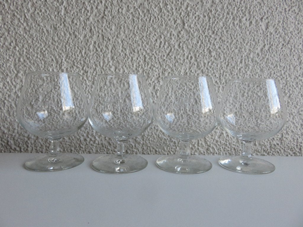 4 Vintage St. Louvent merk opdruk cognac glazen, Ophalen of Verzenden, Zo goed als nieuw, Borrel- of Shotglas