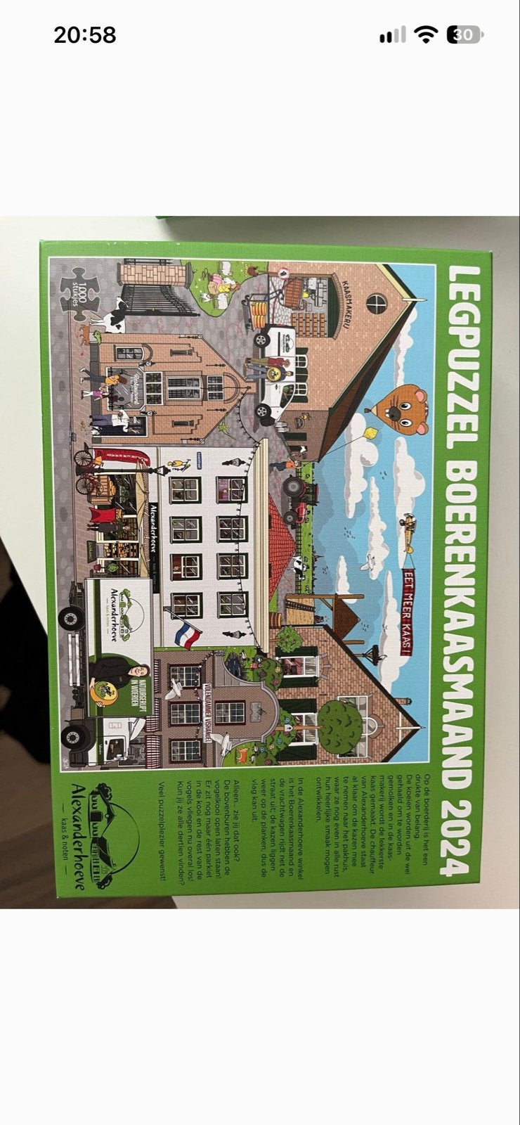 Legpuzzel Boerenkaasmaand 2024 - Alexanderhoeve 1000 stukjes, Ophalen of Verzenden, 500 t/m 1500 stukjes, Zo goed als nieuw, Legpuzzel
