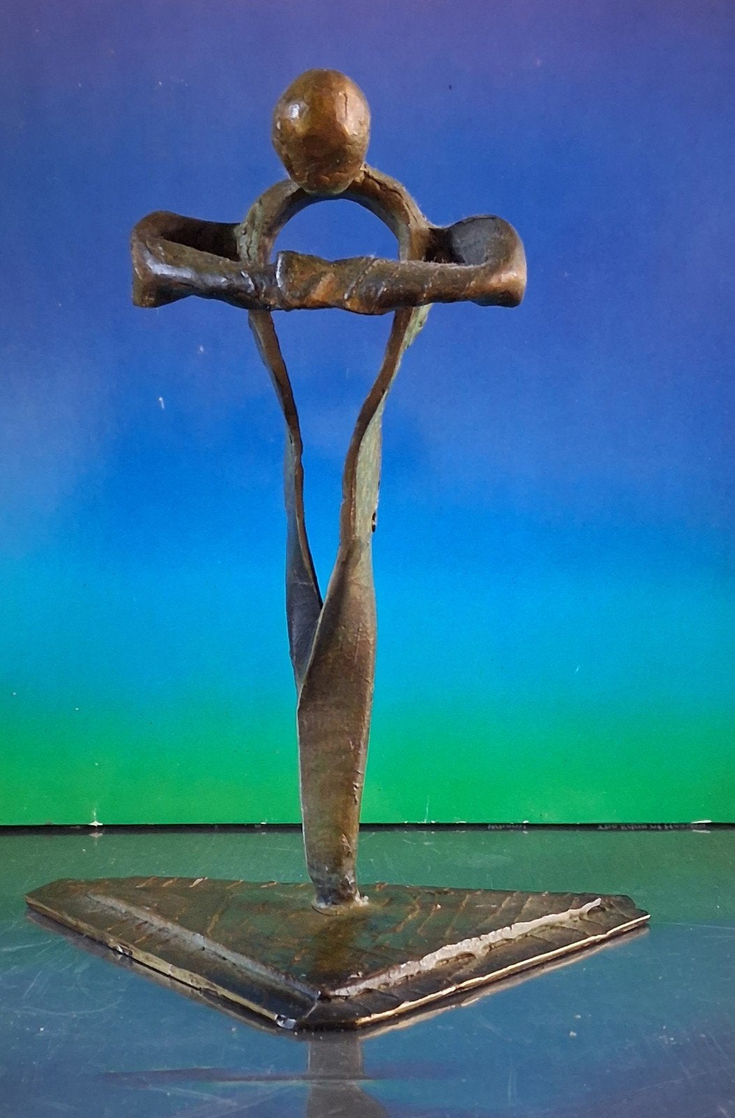 Sculptuur, brons. Geabstraheerd.  Ellen. '93. 17 cm., Verzamelen, Beelden en Beeldjes, Ophalen, Zo goed als nieuw, Fantasy