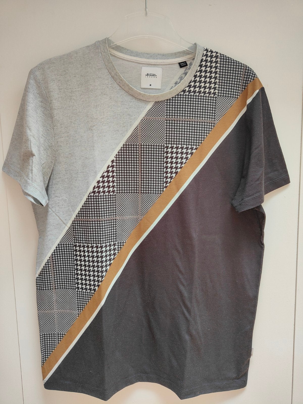 Heren T-shirt met pied-de-poule patroon en streep, Maat 48/50 (M), Custom Menswear London, Ophalen of Verzenden, Zo goed als nieuw