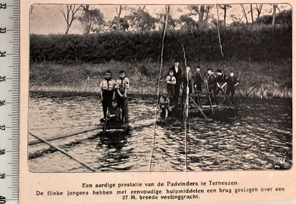 Scouting 1923; padvinders slaan brug 27 m. in Terneuzen, Verzenden, Voor 1940, Gebruikt, Overige onderwerpen