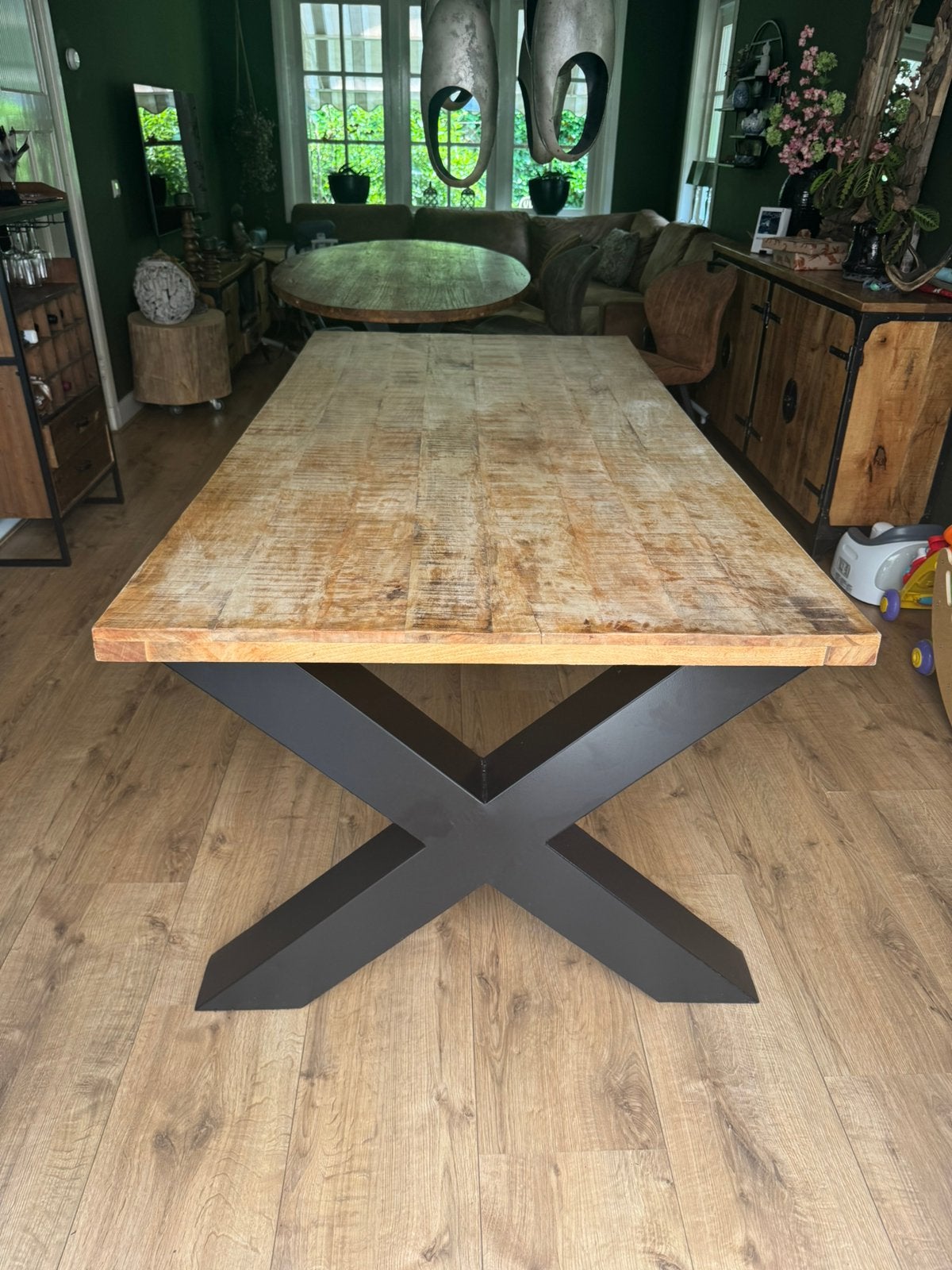 Mangohouten Eettafel, Huis en Inrichting, Ophalen, Gebruikt, 50 tot 100 cm, 150 tot 200 cm
