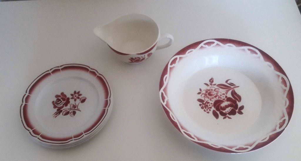 Antiek Frans servies Rode Roos: Badonviller & Sarreguemines, Ophalen