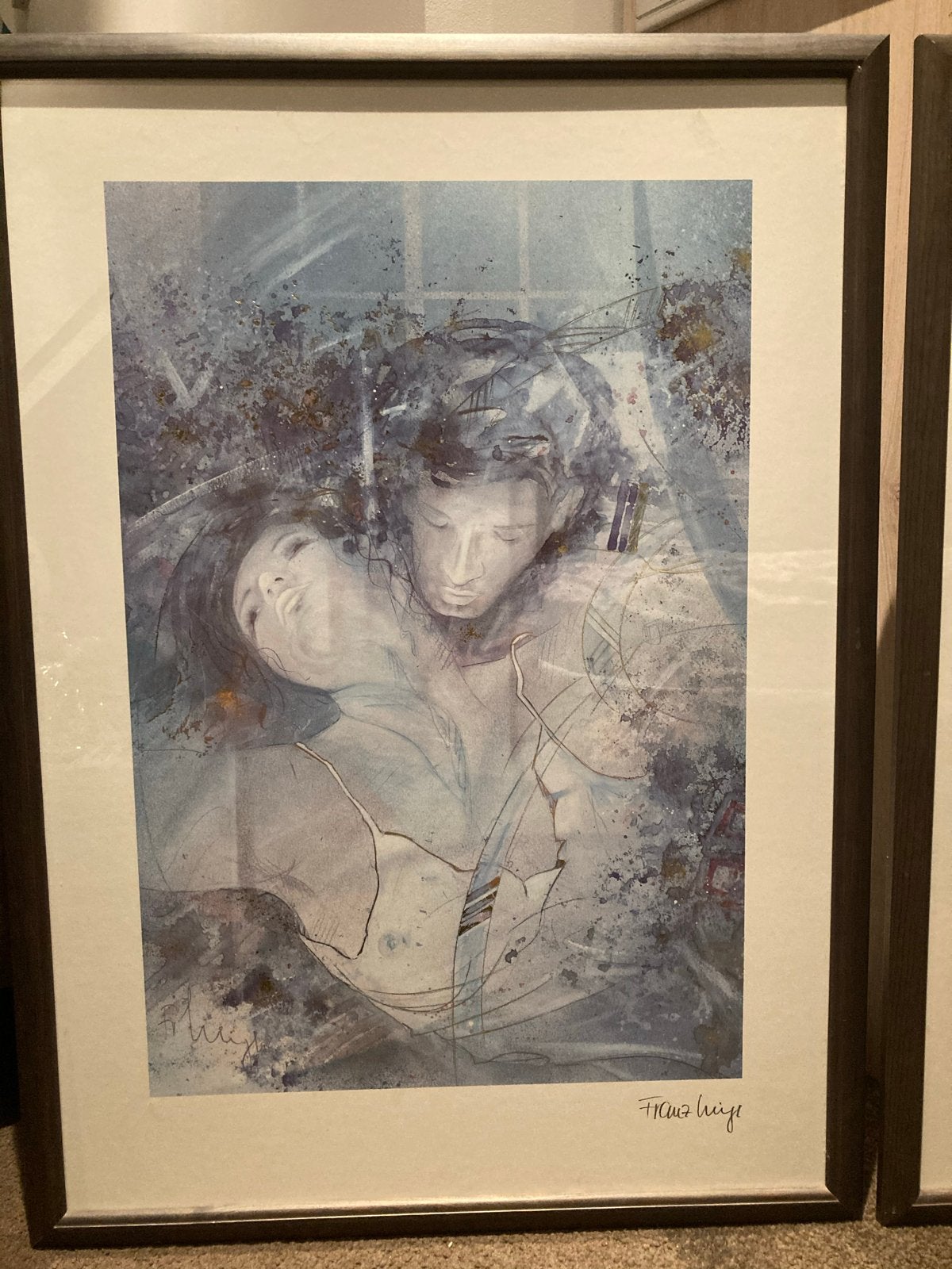 Set van 2 Romantische Kunstprints - Gesigneerd, Antiek en Kunst, Kunst | Schilderijen | Klassiek, Portret of Personen, Abstract