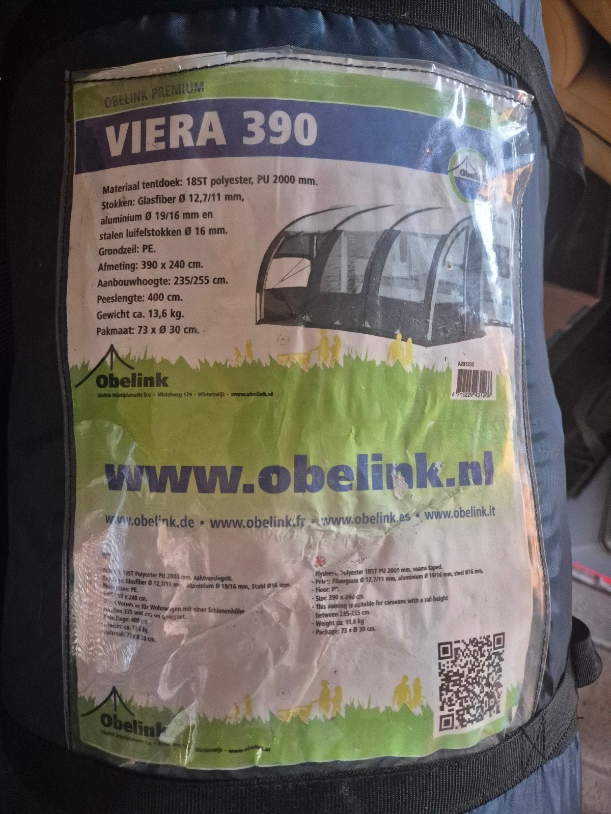 obelink viera 390 voortent, Ophalen of Verzenden, Gebruikt