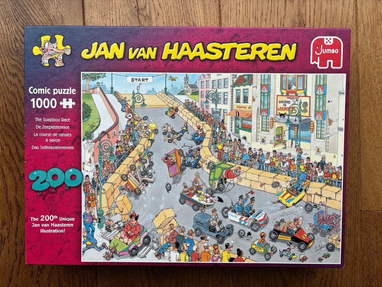 Jan van Haasteren ‘Zeepkistenrace’ 1000 stukjes €8,- of ruil, Ophalen, 500 t/m 1500 stukjes, Zo goed als nieuw, Legpuzzel