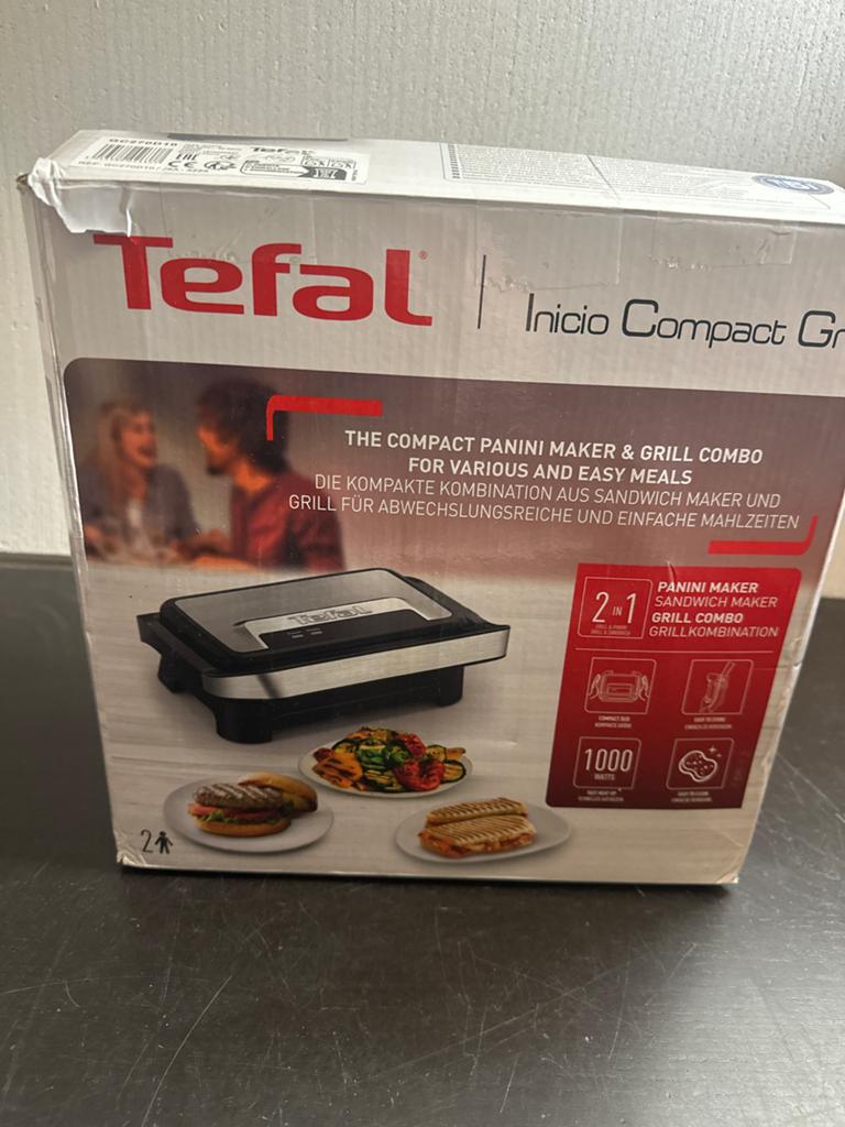 Tefal Inicio Compact Grill & Panini Maker - Nieuw, Witgoed en Apparatuur, Contactgrills, Nieuw, Ophalen of Verzenden