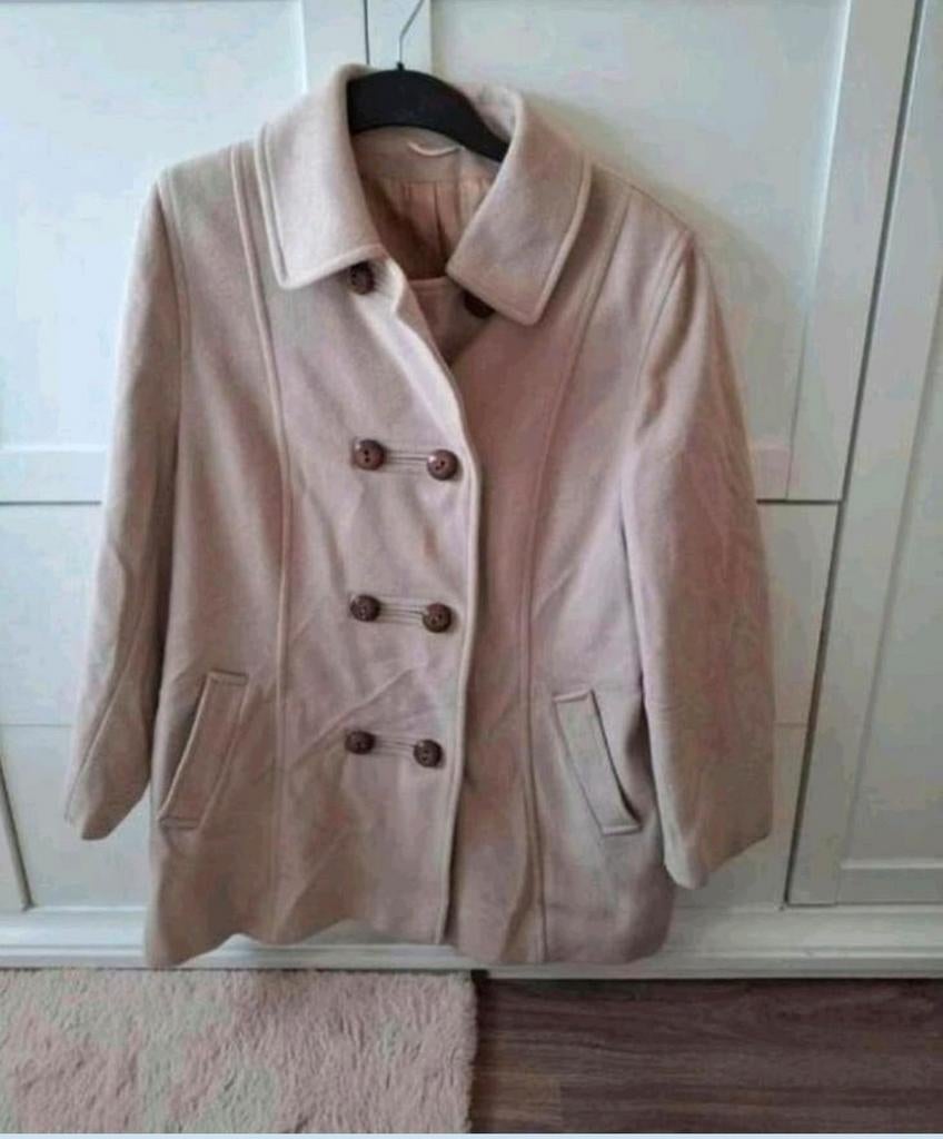 Kirsten wollen jas met cashmere–beige–maat L–luxe l, Beige, Maat 42/44 (L), Ophalen of Verzenden, Zo goed als nieuw