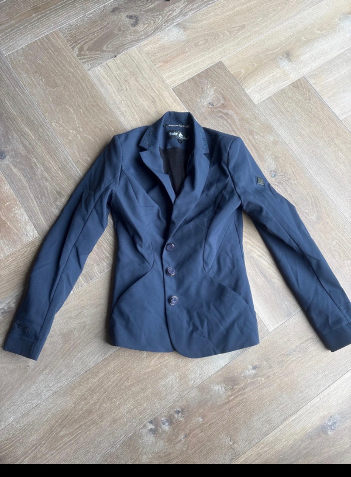 Wedstrijd paard rij jas rijjas wedstrijdjas, Ophalen of Verzenden, Zo goed als nieuw, Maat 36 (S), Blauw