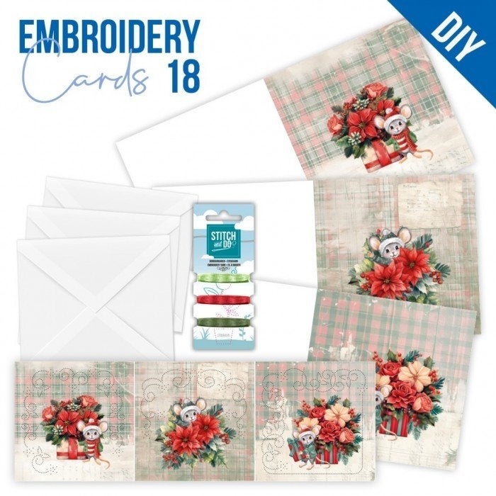 Embroidery Cards 18 Floral (bloemen) Christmas STDOPP018, Hobby en Vrije tijd, Kerst, ., Overige typen, Nieuw
