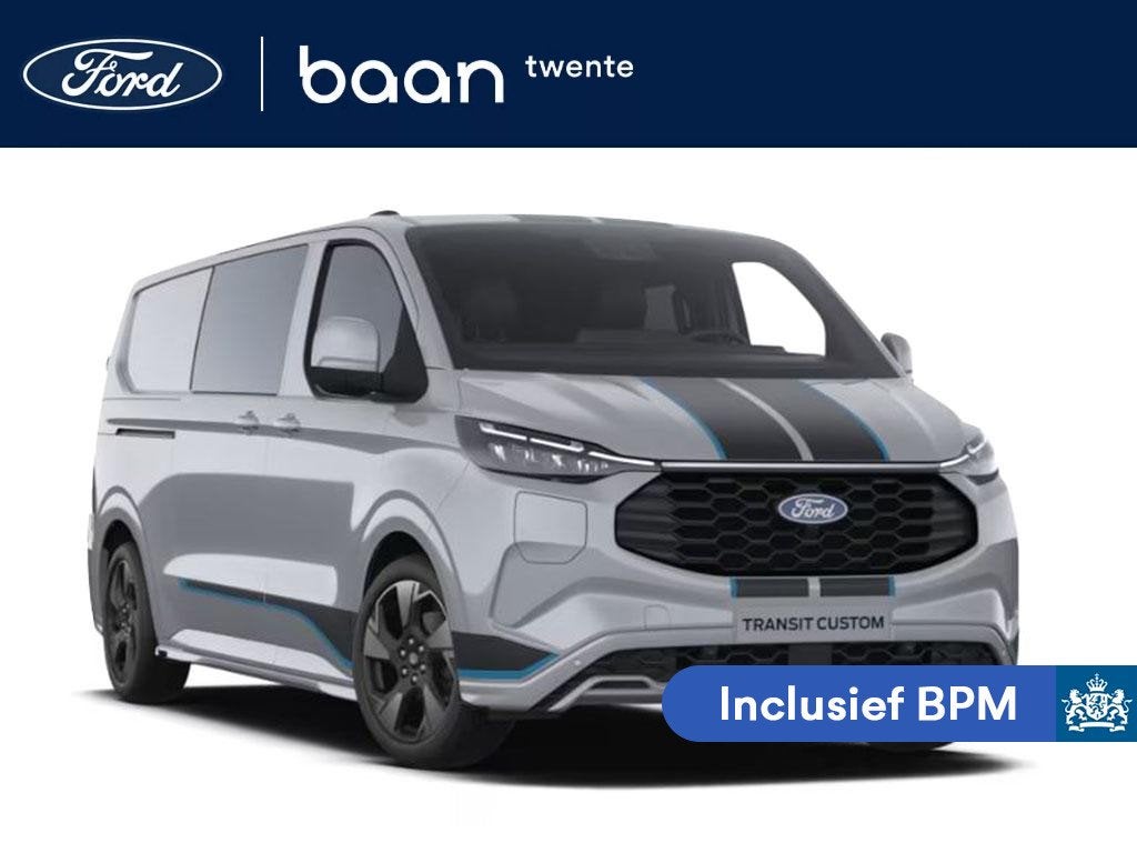 Ford Transit Custom 320 2.5 PHEV L2H1 Sport Dubbel Cabine |, Auto's, Bestelauto's, 12 maanden, Zwart, 4 cilinders, Plug-in hybride