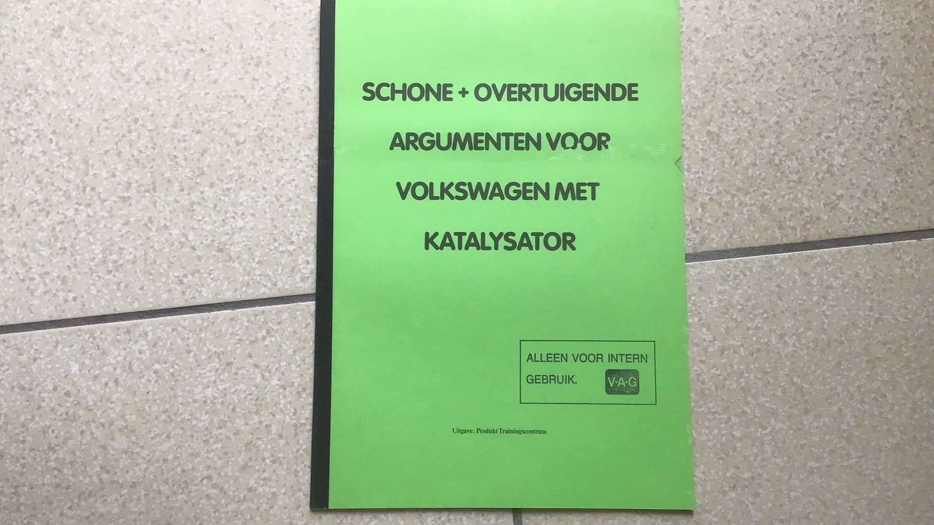 VOLKSWAGEN BOEKJE ARGUMENTEN KATALYSATOR VAN PON 1987, Diverse auteurs, Ophalen of Verzenden, Zo goed als nieuw, Volkswagen