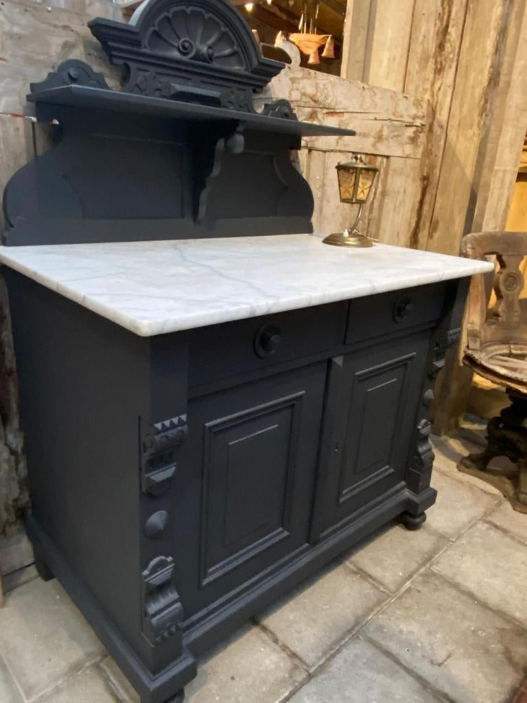 Brocante kast commode met marmer plaat, Ophalen