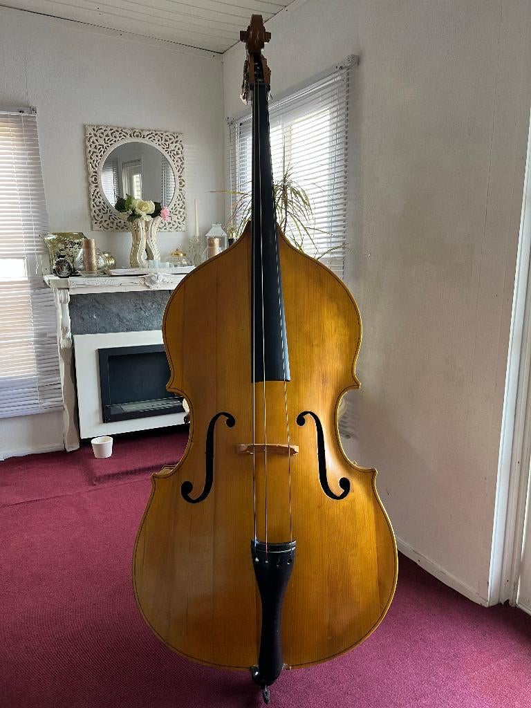 contrabas 4/4 met standaard, Muziek en Instrumenten, Strijkinstrumenten | Contrabassen, Ophalen, Zo goed als nieuw, 4/4-contrabas