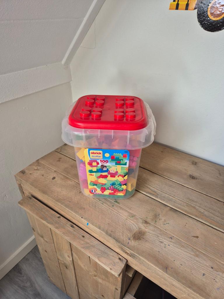 Abrick Bouwblokken Set - 100 Stuks in Handige Ton, Ophalen of Verzenden, Gebruikt, Abrick