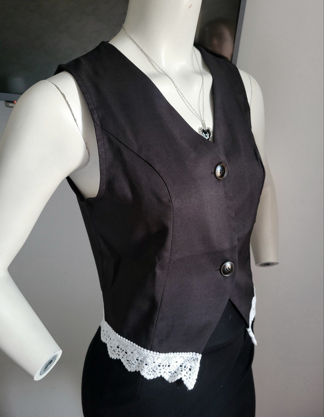 NIEUW Prachtig Zwart Gilet met Kant Gothic Victoriaanse Stij, Kleding | Dames, Maat 38/40 (M), Zwart, Nieuw, Ophalen of Verzenden