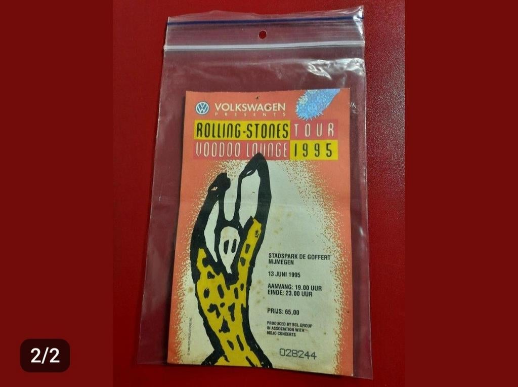 Rolling Stones, Toegang Ticket, Voodoo Launge Tour 1995, Tickets en Kaartjes, Eén persoon, Hard Rock of Metal